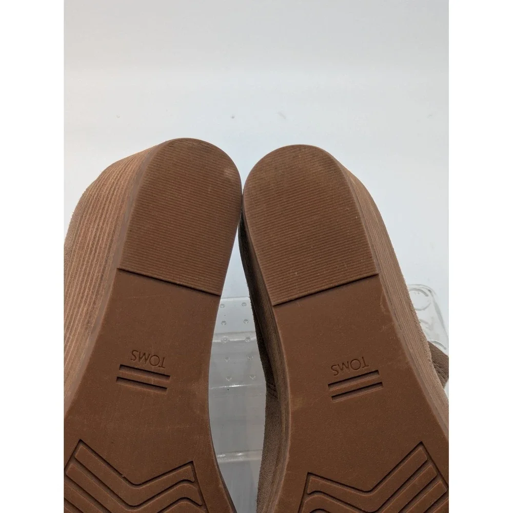 TOMS Suede Wedge Ankle Booties Taupe Slip On Comfort Boots Women's Size 6